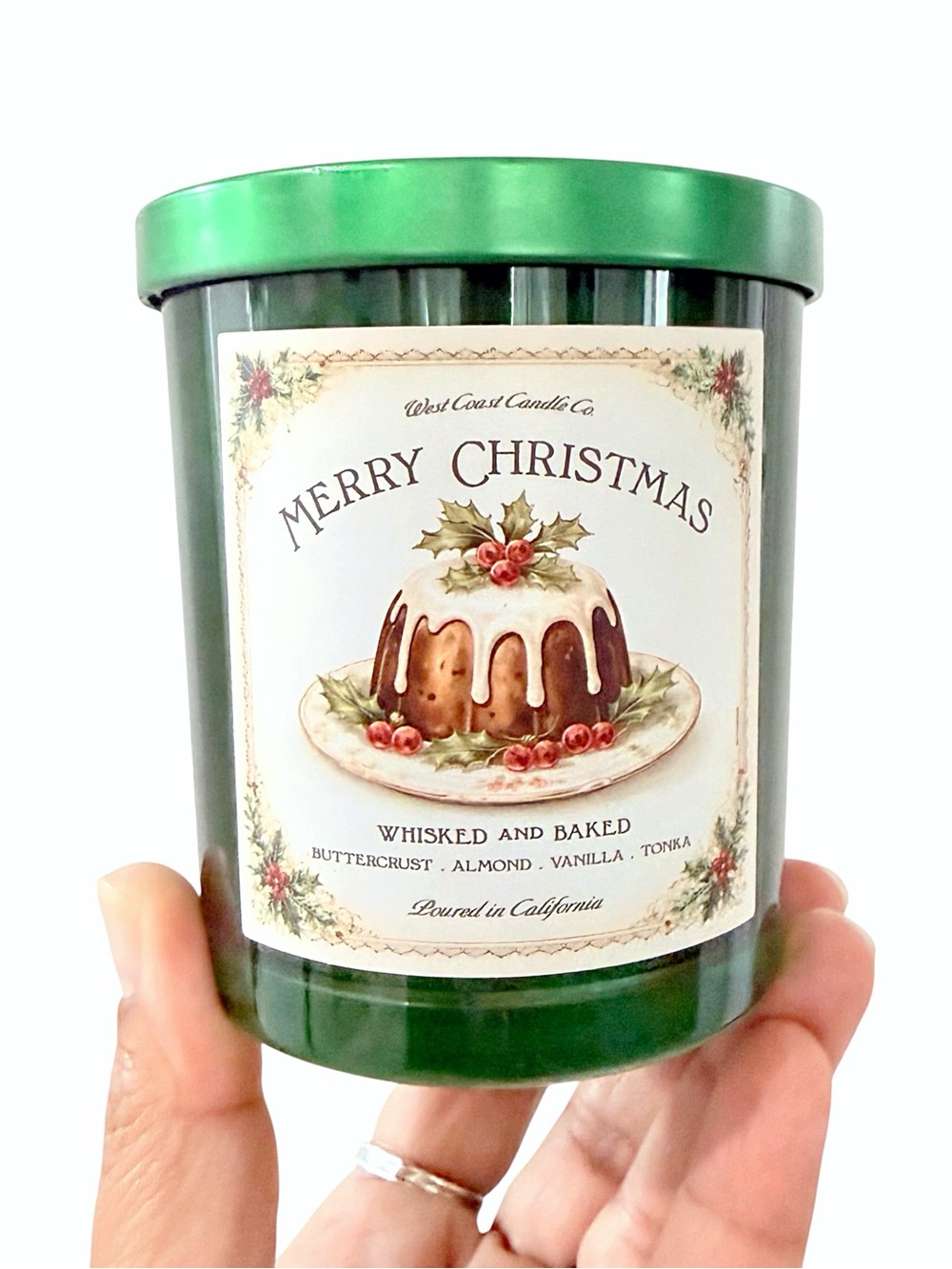 Leoben Company Merry Christmas Whisked and Baked Green Luxury Scented Candle